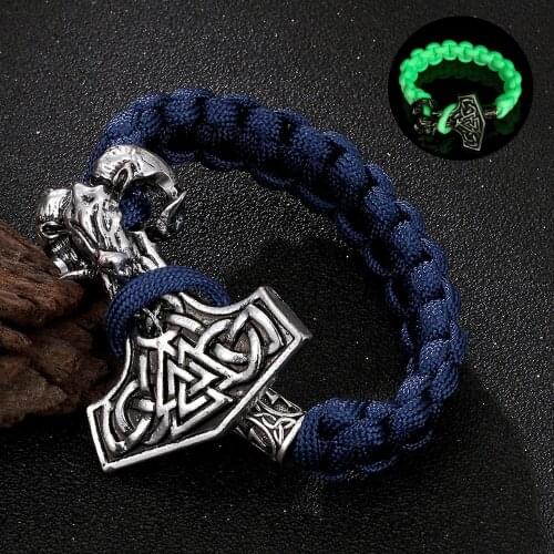 Punk Antique Copper Anchor Vikings Bracelets Men Handmade Paracord Rope Norse Amulet Rune Survival Wrap Bracelet Homme Jewelry