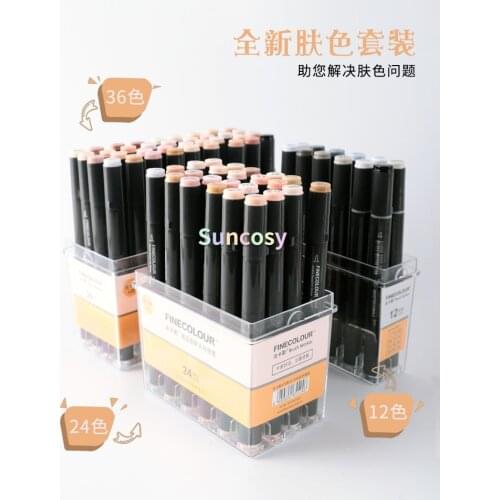 Finecolour EF100 EF101 EF102 EF103 Skin Color Brush Tip Markers Boxed Set, Alcohol Ink Felt Tip Art Marker Comic Art Supplies