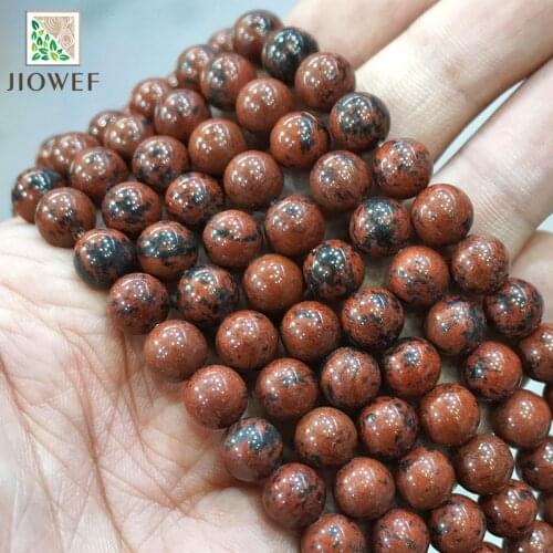 Natural Stone Mahogany Obsidian Round Loose Beads For Jewelry Making Diy Bracelet Necklace Spacer Pearl Beads 15" 4 6 8 10 12MM