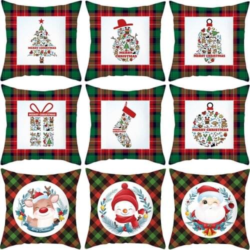 Merry Christmas Peach Skin Pillowcase Santa Claus Cushion Cover Christmas Decorations For Home Happy New Year Xmas 2022 Navidad
