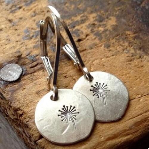Newest Hot Sale Fashion Female 925 Sterling Silver Simple Retro Dandelion Drop Earrings For Woman Jewelry