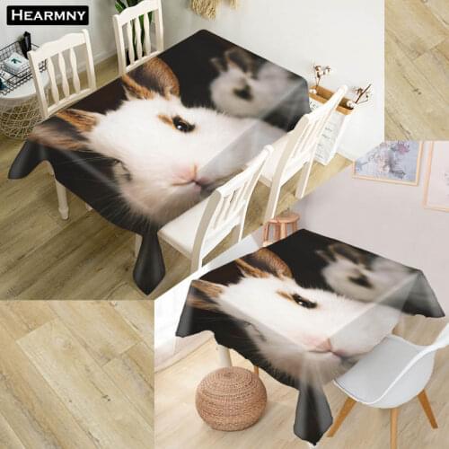 New Custom Rabbit Animals Tablecloth Rectangular Party Table Covers Office Plain Kitchen Dining Table Decorations Home 140x250cm