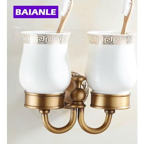 New Arrival Brass Antique Holder Cup& Holders Toothbrush Holder Bathroom Accessories
