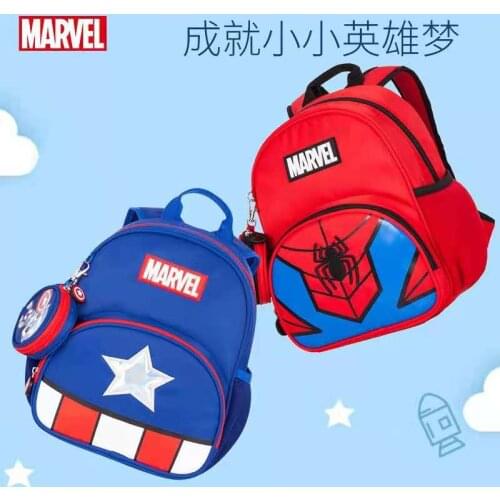 Disney Marvel Kindergarten Bags For Boys Primary School Student Shoulder Orthopedic Backpack Age 3-8 Years Kids Gifts Spider Man