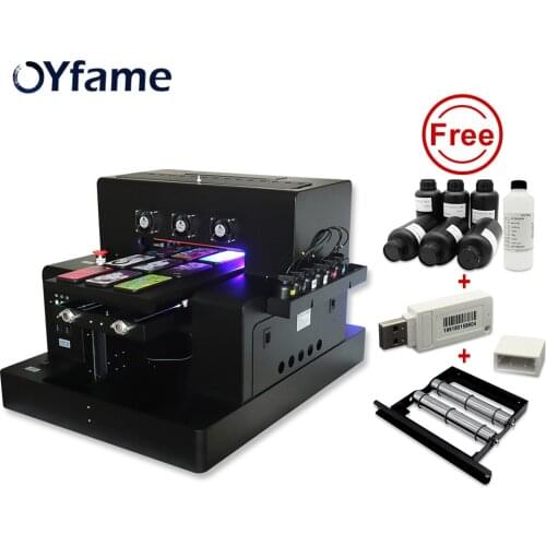 OYfame Automatic A3 UV Flatbed Printer 6 Colors for phone case bottle glass acrylic metal uv printing machine with UV Ink