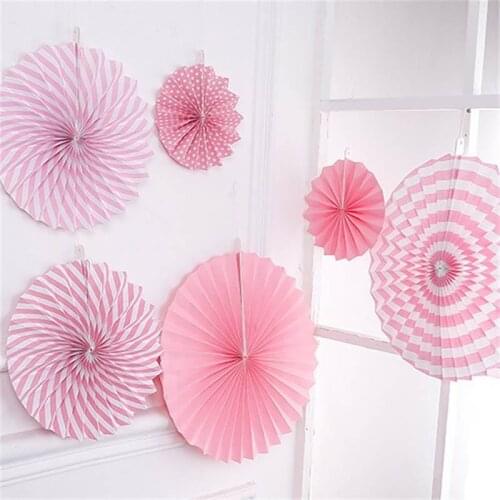 6pcs Hanging Flower Paper Crafts paper fan backdrop decoration flower wedding birthday Baby Shower party DIY decor Supplies