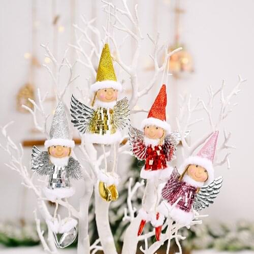 Christmas Doll Sequin Angel Girl With Wings Xmas Tree Drop Ornaments Decorations Party Xmas Festival New Year Decor Toys Gift Ne