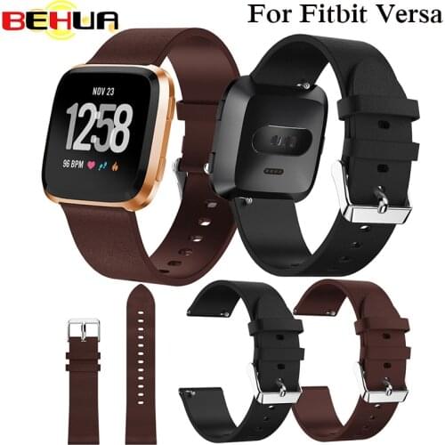 Replacement Watch Band for Fitbit Versa Smart Watch Strap Accessories Wristbands Leather Straps Bracelet Coffee Correa Reloj