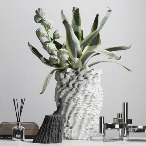 Modern Minimalist Geometry Art Ceramic Flower Model Room Sales Office Living Room Dining Room Luxury Vase Decoration Ornaments