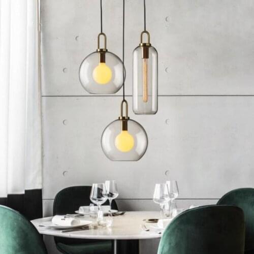 Modern Pendant Light Fixture with Clear/Frosted Lampshade Long Round Glass Pendant Lighting for Kitchen Bar Restaurant Bedroom