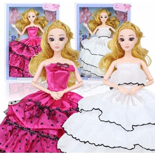 Evening Party Clothes For Doll 1Set Fashion Barbi Doll Princess Wedding Dress With Gift Box For Girls Birthday Christmas Gifts