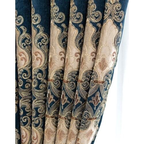 European-style High-end Embroidery Curtains Thickened Chenille Blackout Curtains for Living Room and Bedroom Customized Products