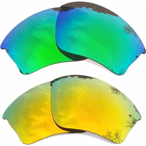 Green Mirrored & 24K Gold Mirrored Polarized Replacement Lenses for Half Jacket XLJ Frame 100% UVA & UVB