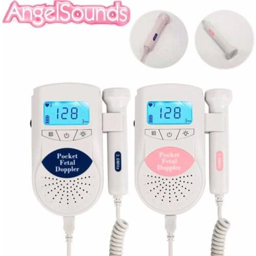 Backlight LCD Screen Display Angelsounds Fetal Doppler Heart Monitor Home Using for Pregnant 3 Mhz Probe