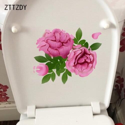 ZTTZDY 22.7*18.3CM Hibiscus Flower Toilet Seat Stickers WC Decor Home Bedroom Wall Decal T2-0477