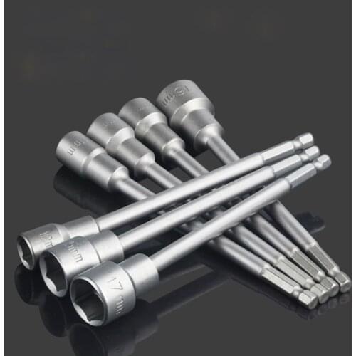 1Pcs 1/4" 6mm~19mm Professional Magnetic Nut Driver Metric Socket Hex Shank Impact Drill Bit Adapter For Power Tools