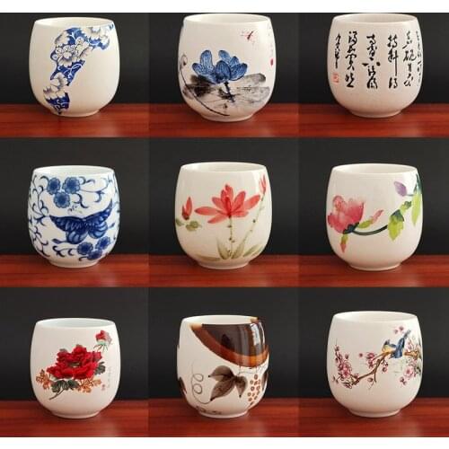 1pcs/3pcs China Ceramic Tea Cup White Porcelain Kung Fu Cups Pottery With Handle Drinkware Wine Coffee Mug Teacup Wholesale