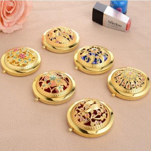 100pcs/lot Gold hollow carved folding double-sided makeup small mirror portable gifts for woman wholesale