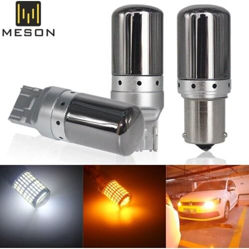 1X 1156 Ba15s Bau15s P21W PY21W T20 W21W 7440 Turn Signal Light S25 144 SMD Canbus ERROR FREE Car Bulb Brake Lamp12-24v