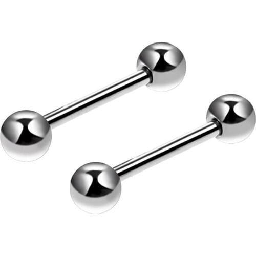 2PCS G23 Solid Titanium Nipple Rings Barbell Nipple Piercing Jewelry 14G Nipple Barbells for Women and Men