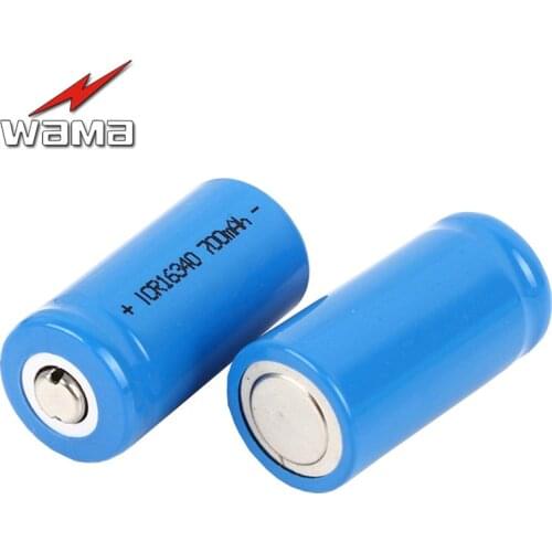 2x Wama 3.7V 700mAh 16340 CR123A LIR123 Li-ion Rechargeable Batteries DIY PowerBank Battery for Flashlight Drop Ship