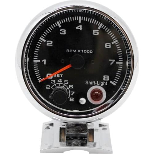 3.75 Inch Black Face Car Tachometer Tacho Gauge W/ Shift Light 0-8000RPM