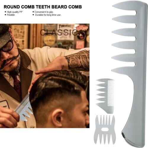3 Models Portable Round Comb Teeth Beard Comb Moustache Shaping Comb Haar Verven Snijden Haarkleuring Borstel Hairstyling Tool