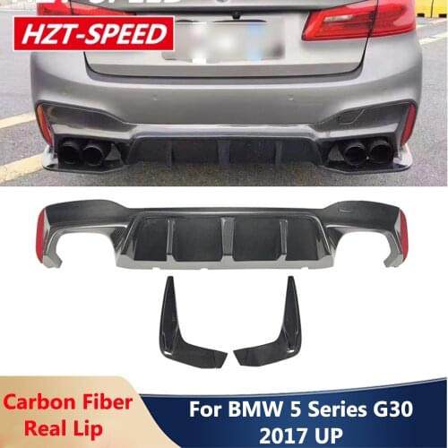 3D Type Carbon Fiber Rear Lip Bumper Spoiler Diffuser With Aprons For BMW 5 Series G30 G31 MT Sport Car M5 F90 2017 Up Modify