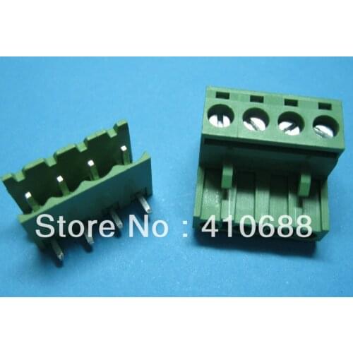 80 Pcs Angle 4way/pin Pitch 5.08mm Screw Terminal Block Connector Pluggable Type Green 2EDCK-2EDCR-5.08