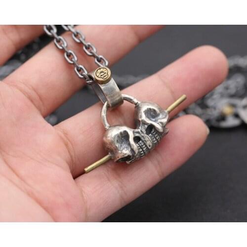 925 sterling Silver skull pendant charm mens rock punk jewelry A4852