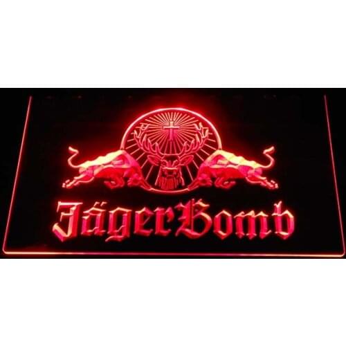A233 Jagermeister Jager Bomb Bull Wine LED Neon Light Signs