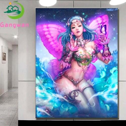 5D Diy Diamond Painting "butterfly fairy"Full Square/Round Mosaic Pasted Embroidery portrait Pretty girl Needlework Cross Stitch