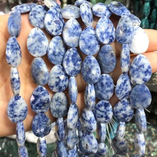 13*18mm Natural Faceted Blue Sodalite Jaspers Stone Water Drop Bead Loose Spacer Beads For Jewelry Making Diy Accessories Earing