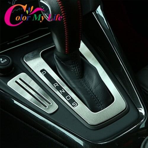 Color My Life Stainless Steel Gear Shift Panel Protection Cover Post Card Parking Solt Sequins Sticker for Ford Focus 4 2013