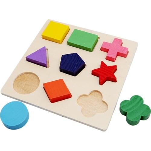 Baby Colorful Wooden Building Block Montessori Early Educational Toys Intellectual Geometry Toy Assemblage Blocks Hobbies