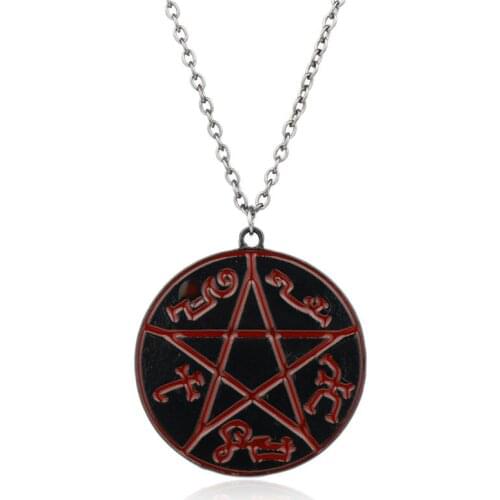 Dongsheng Fashion Hip Hop Jewelry Supernatural Pentagram Pentacle Devils Trap Logo Rune Pendants&Necklace Colar for Women Men-3