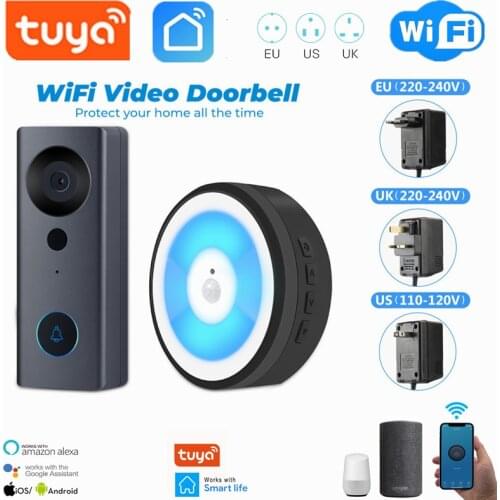 Tuya 1080P HD Video Doorbell Camera WiFi Wireless Smart Home Door Bell Outdoor Intercom Audio LED Night Light Door Bell Ring