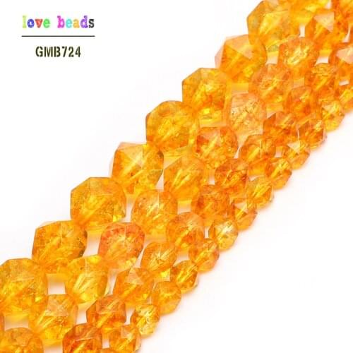 Faceted Citrines Quartz Round Beads Natural Stone Beads For Jewelry Making Bracelet 6/8/10/12mm 15inches