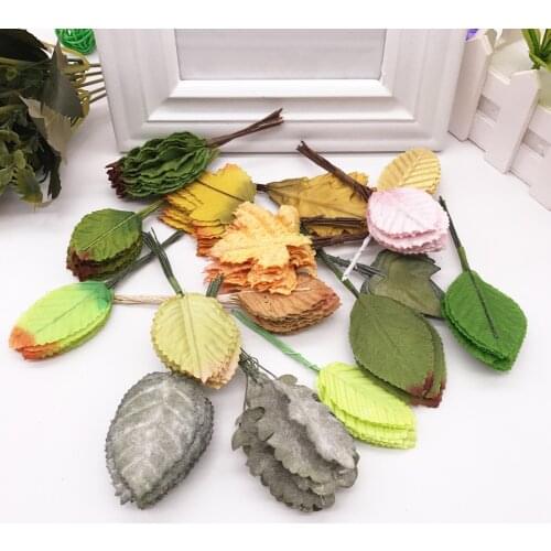 10pieces/12pieces Artificial Leaf flower Silk Green Leaves for party wedding decoration Scrapbooking Craft Fake Flower