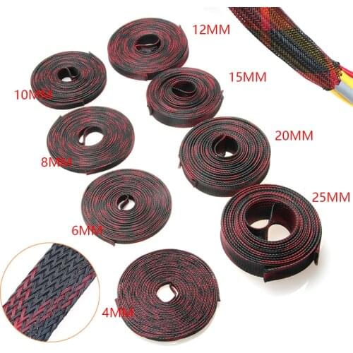 5M Tight PET Expandable 4/6/8/10/12/15/20/25mm Insulation Braided Sleeve 8 Sizes Cable Sleeves Wire Gland Cables Protection
