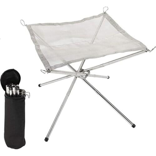 Bonfire Campfire Pit Camping Wood Stove Stand Frame Fire Rack Stainless Steel Foldable Mesh Fire Pit Outdoor Wood Heater Heating