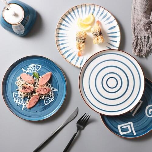 1Pcs/8inch Creative Japanese steak hand-painted ceramic plate of pasta dish kitchen utensils home for Kitchen Decor Gift