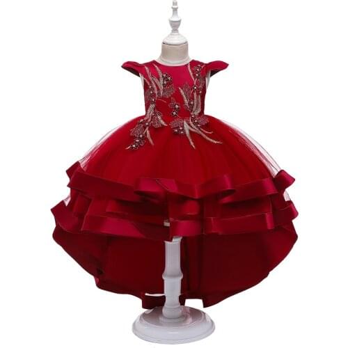 3-10Y Girls Princess Dress Wedding and Birthday Party Bridesmaid Tulle Lace Embroidery Formal Dresses Kids Children Ball Gown