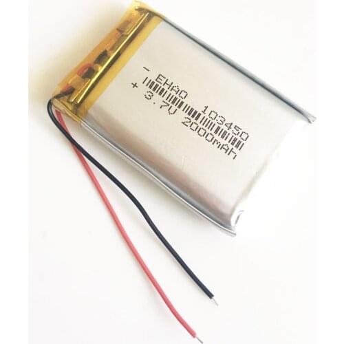 3.7V 2000mAh lipo polymer lithium rechargeable battery 103450 for GPS navigator DVD recorder e-book camera