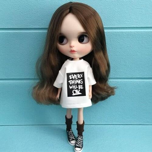 Fashion Blythe clothes Handmade White Long T-shirt Suitable for Blyth, Barbie, Licca, 1/6 Dolls, OB24 Azone