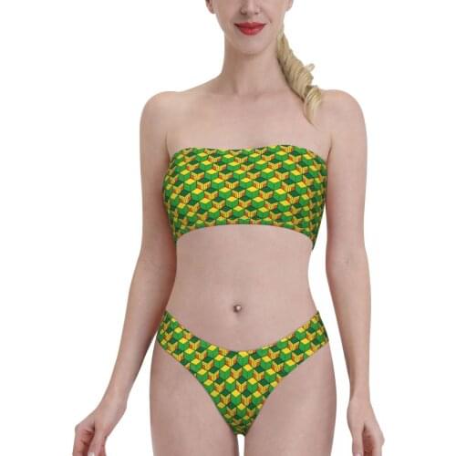 Cartoon Anime swimming suit Kisatsutai Zenitsu Bandeaukini 2021 Swimming Suit Bkini for Women young Girl