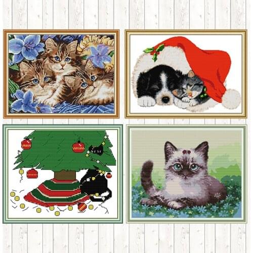 Holiday Surprise for Mom Needlework Embroidery Cross Stitch Sets DIY Handmade 14ct 11ct Count DMC Cotton Thread Printed Canvas