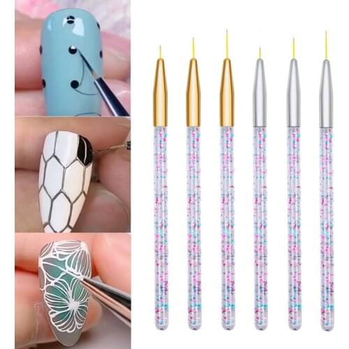 3Pcs Acrylic Nail Art Liner Pen Brush Set French Stripe Line Painting Pencil UV Gel Drawing Liner Nail Brushes Manicure Tools