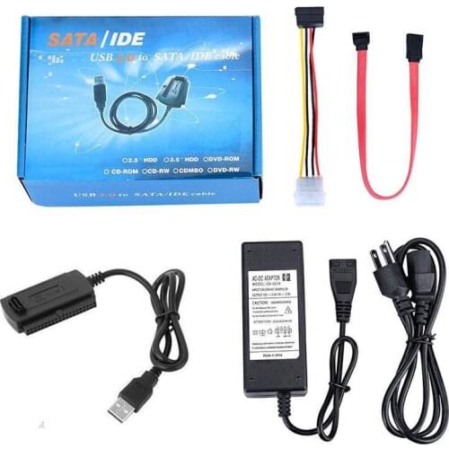 IDE To USB 2.0 Adapter Converter Cable For 2.5 / 3.5 Inch Hard Drive With External AC Power Adapter SATA PATA Dropshipping