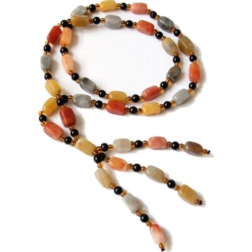 Natural Colorful Jades Stone Necklace Women Sweater Chain Fashion Femme Genuine Xinjiang Jade Necklaces Accessories Jewellery